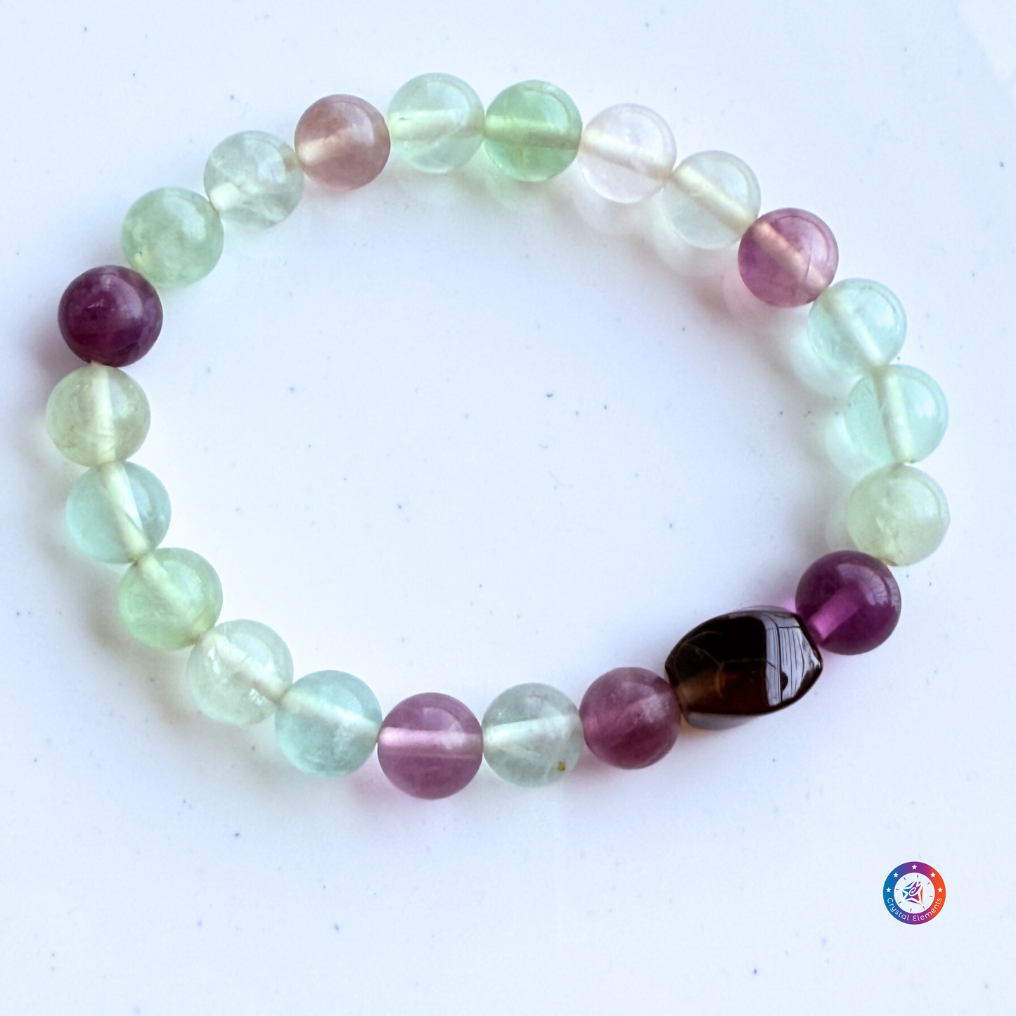 Focus & Protection Multi-Fluorite and Black Lace Agate Bracelet