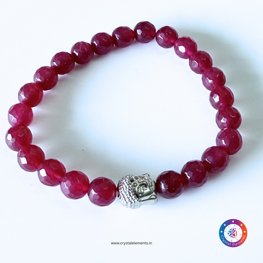 Graceful Strength & Mindful Serenity Pink Onyx with Buddha charm Bracelet