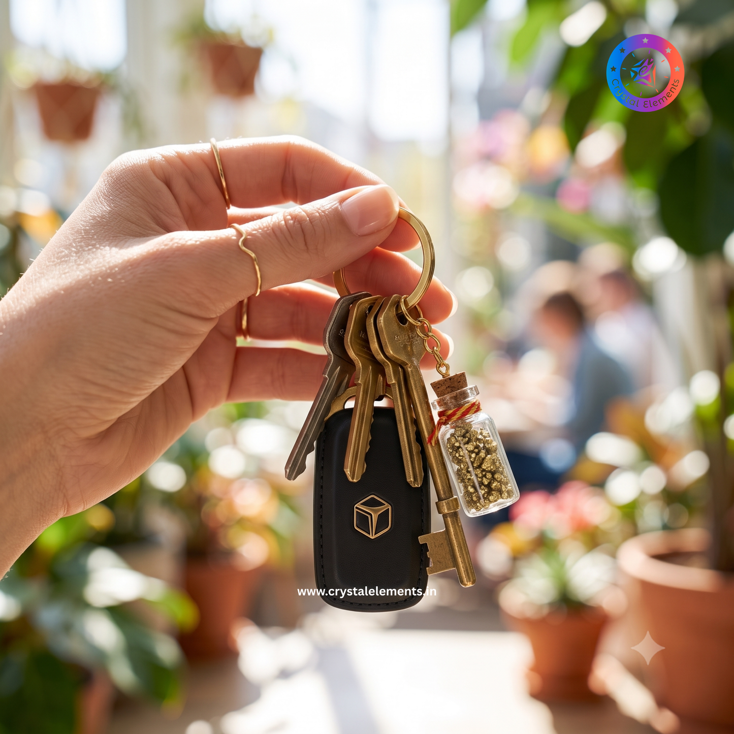 Pyrite Chip Bottle Keychain - Abundance & Prosperity Crystal Keychain