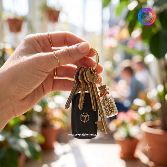 Pyrite Chip Bottle Keychain - Abundance & Prosperity Crystal Keychain
