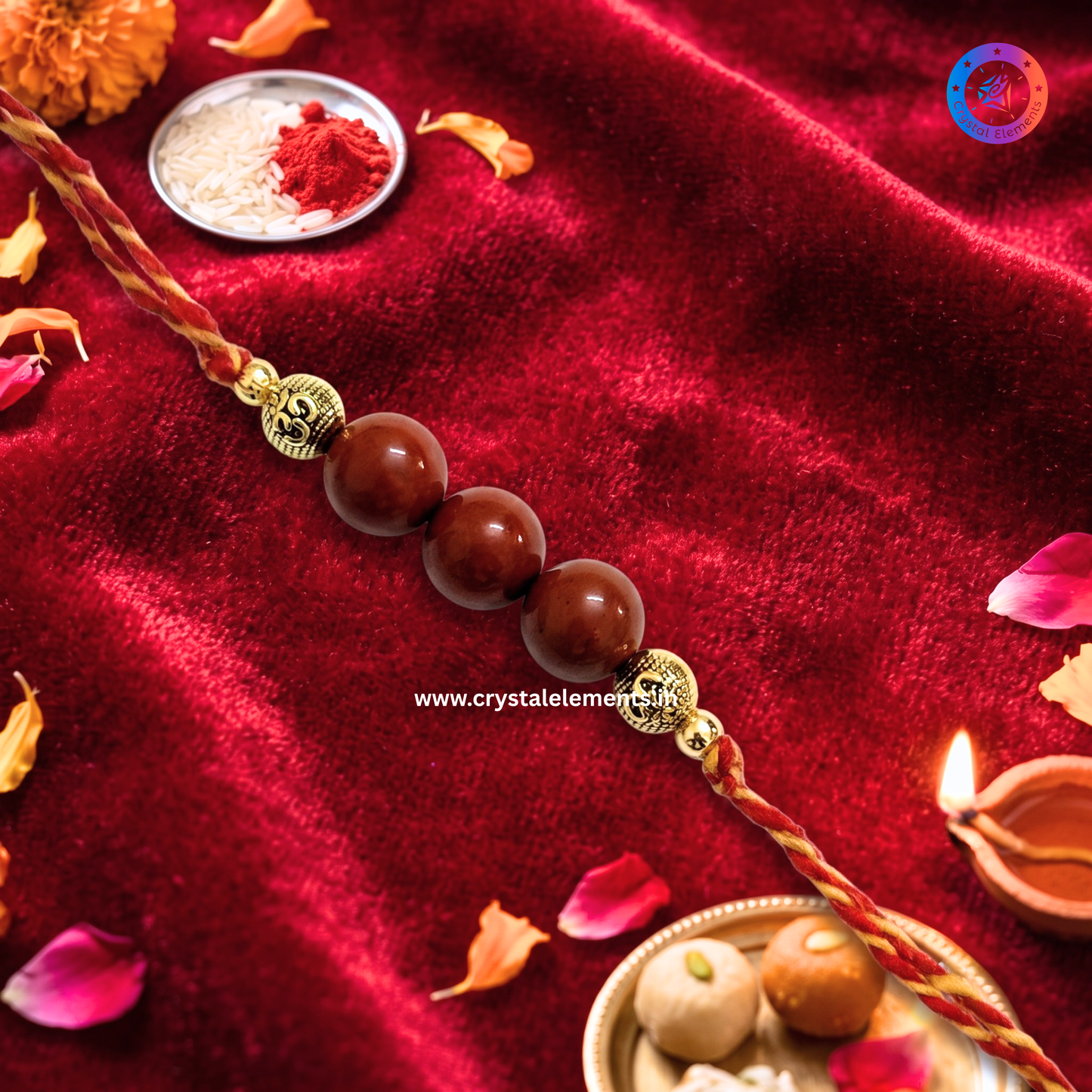 Red Jasper Om Rakhi - Strength & Stability Crystal Rakhi