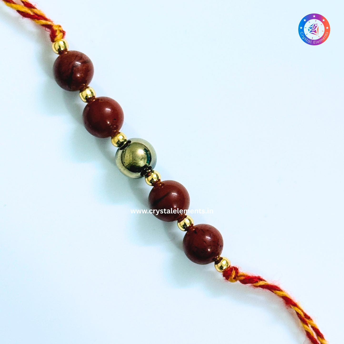 Red Jasper & Pyrite Rakhi - Strength & Prosperity Crystal Rakhi