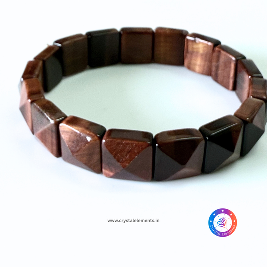 Red Tiger Eye Pyramid Bracelet - Vitality & Focus