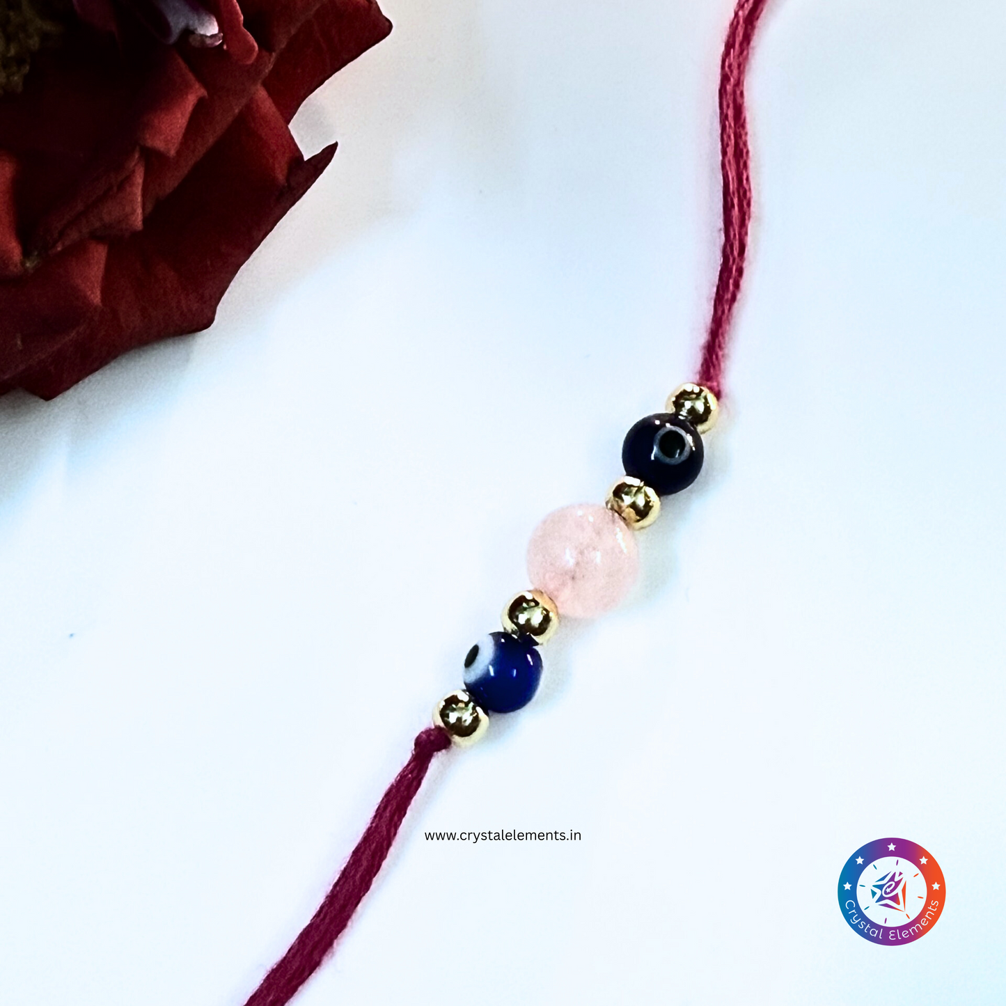 Love & Protection Rose Quartz & Evil Eye Rakhi