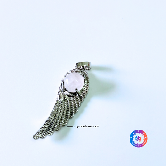 Rose Quartz Angel Wing Pendant - Unconditional Love & Angelic Comfort