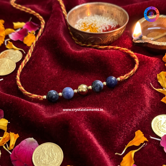 Sodalite & Pyrite Rakhi - Wisdom & Success Crystal Rakhi
