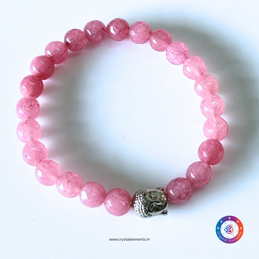Heart Wisdom & Mindful Peace Strawberry Quartz and Buddha Bracelet