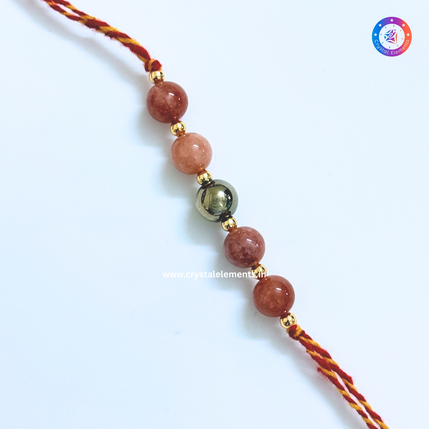 Sunstone & Golden Pyrite Rakhi - Joy & Prosperity Crystal Rakhi