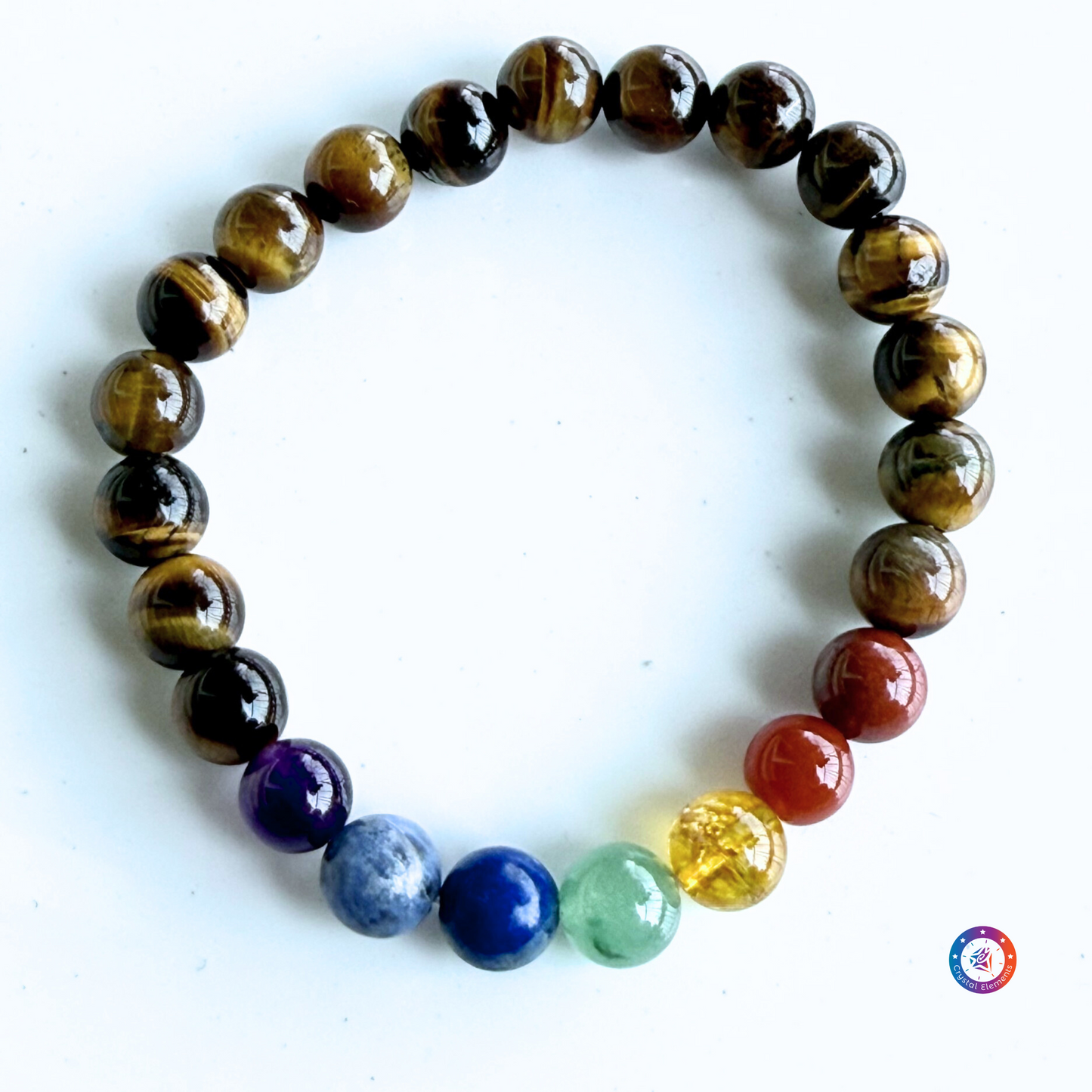 Confidence & Chakra Balance Tiger Eye and 7 Chakra Bracelet