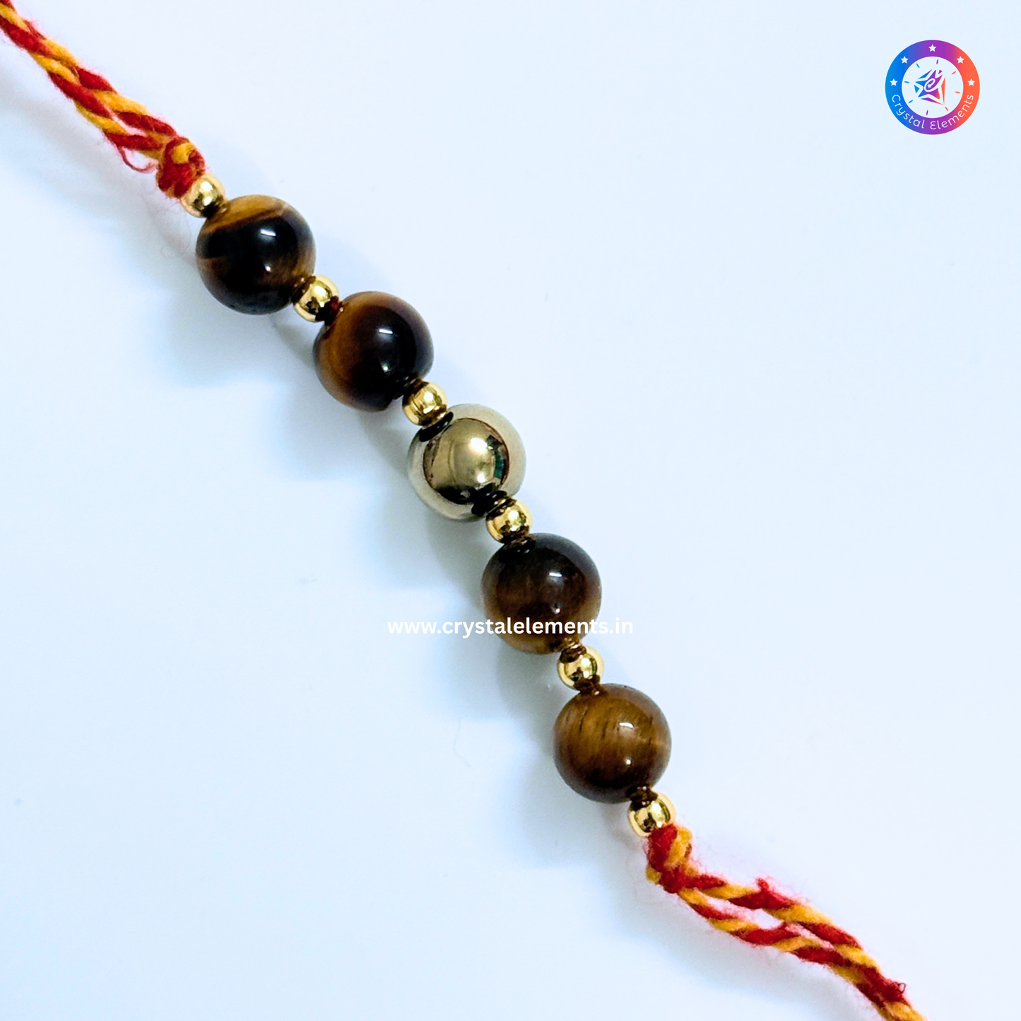 Tiger Eye & Pyrite Rakhi - Confidence & Prosperity Crystal Rakhi