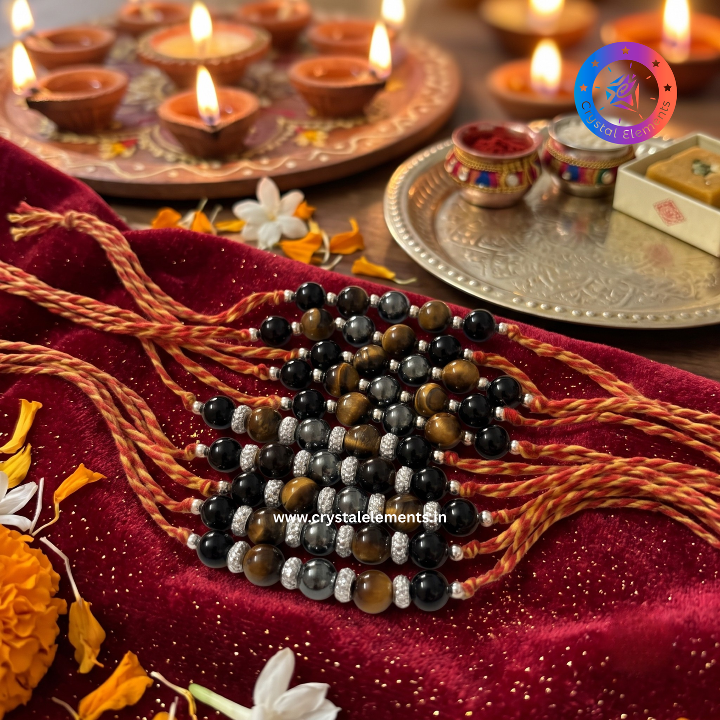 Triple Protection Rakhi - Protection & Strength Crystal Rakhi