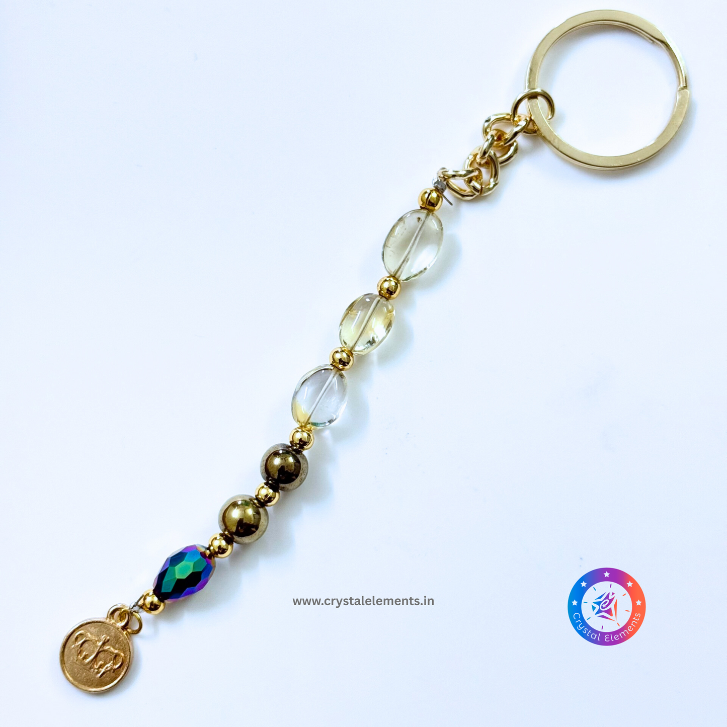Citrine–Pyrite Crown Keychain - Wealth Magnet & Inner Power