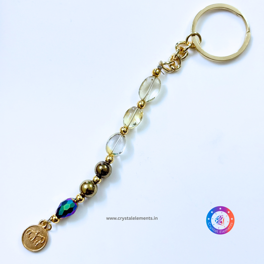 Citrine–Pyrite Crown Keychain - Wealth Magnet & Inner Power