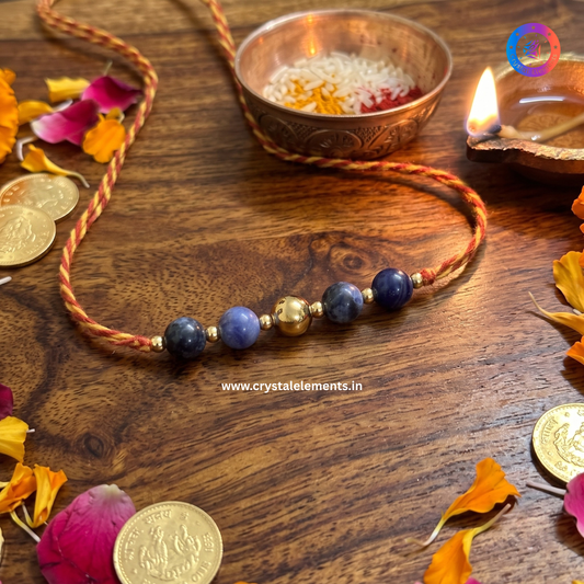 Sodalite & Pyrite Rakhi - Wisdom & Success Crystal Rakhi